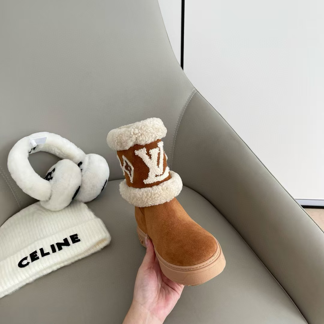 LV高品質ファー一体型スノーブーツ【50％割引+送料無料】