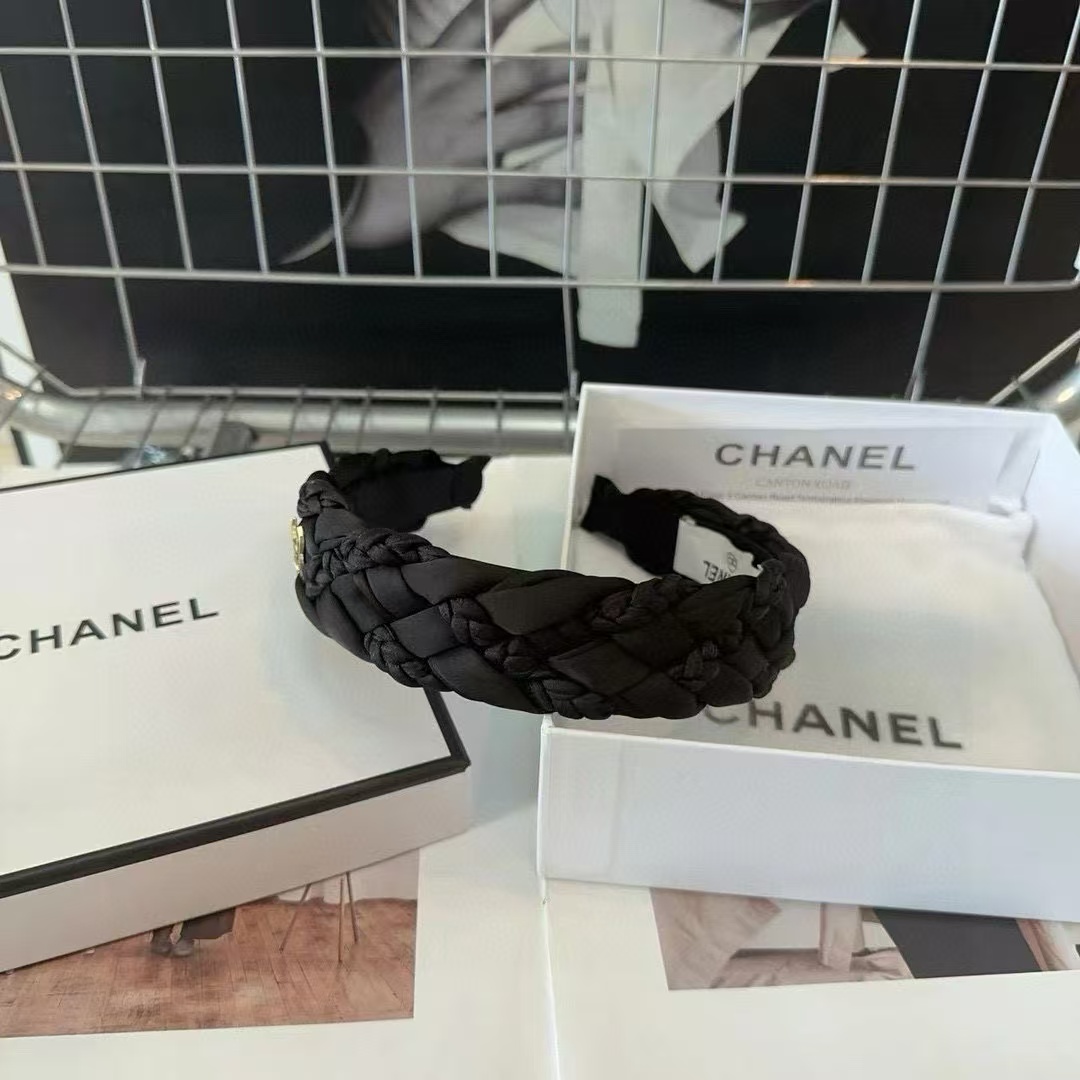 CHANE1 編み込みダブル C ロゴ ヘッドバンド【50％割引+送料無料】
