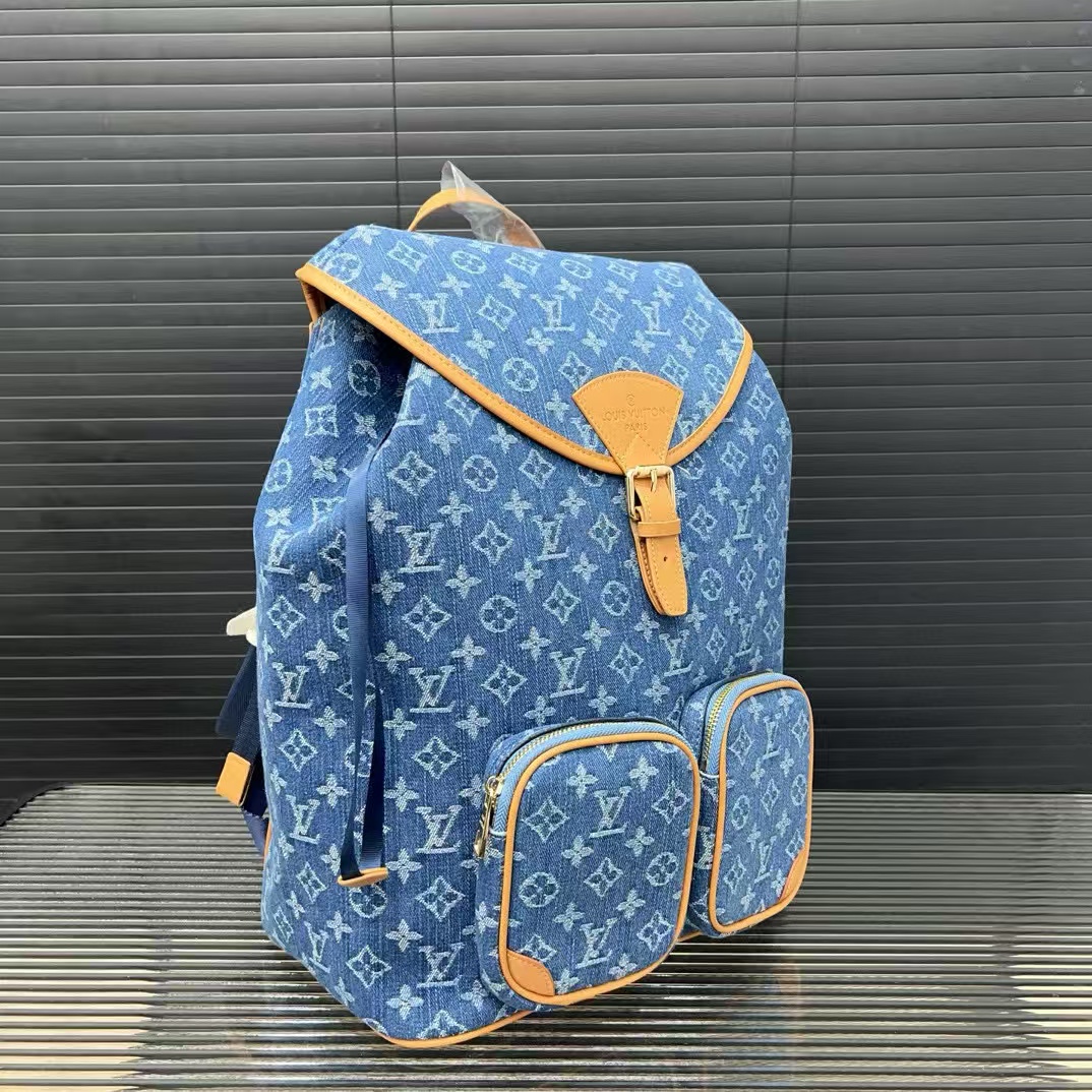 LV デニム フラップ ドローストリング プリント バックパック【50％割引+送料無料】