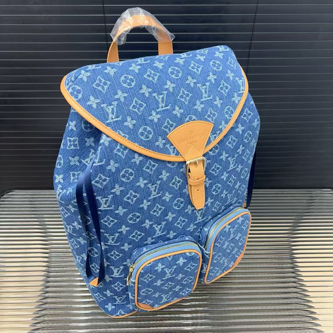 LV デニム フラップ ドローストリング プリント バックパック【50％割引+送料無料】