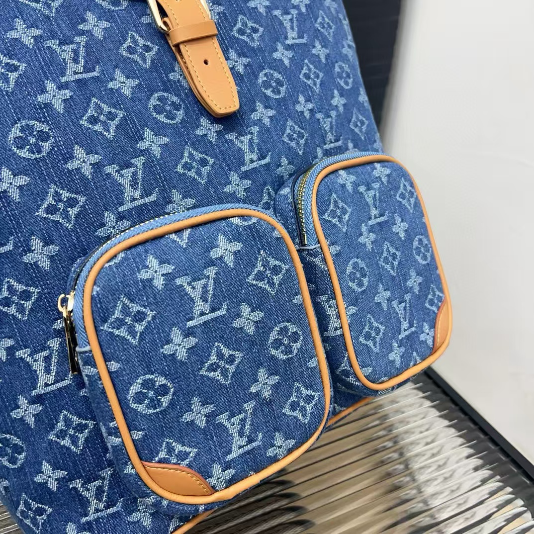 LV デニム フラップ ドローストリング プリント バックパック【50％割引+送料無料】