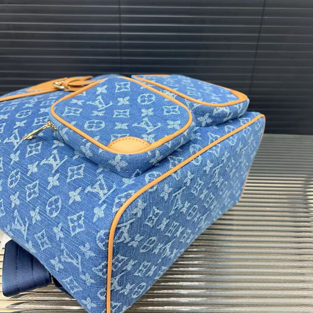 LV デニム フラップ ドローストリング プリント バックパック【50％割引+送料無料】