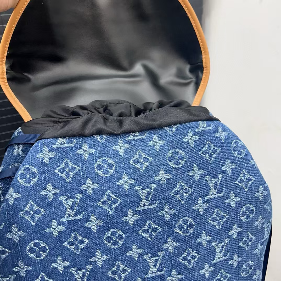 LV デニム フラップ ドローストリング プリント バックパック【50％割引+送料無料】