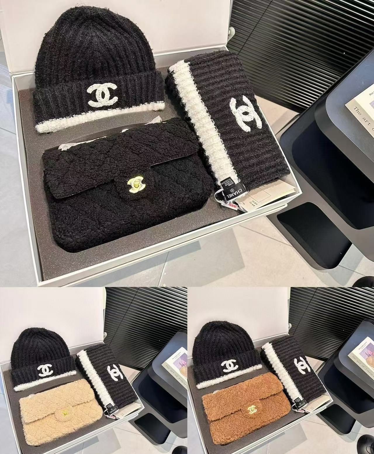 CHANE1 帽子+スカーフ+バッグの組み合わせ3点セット【50％割引+送料無料】