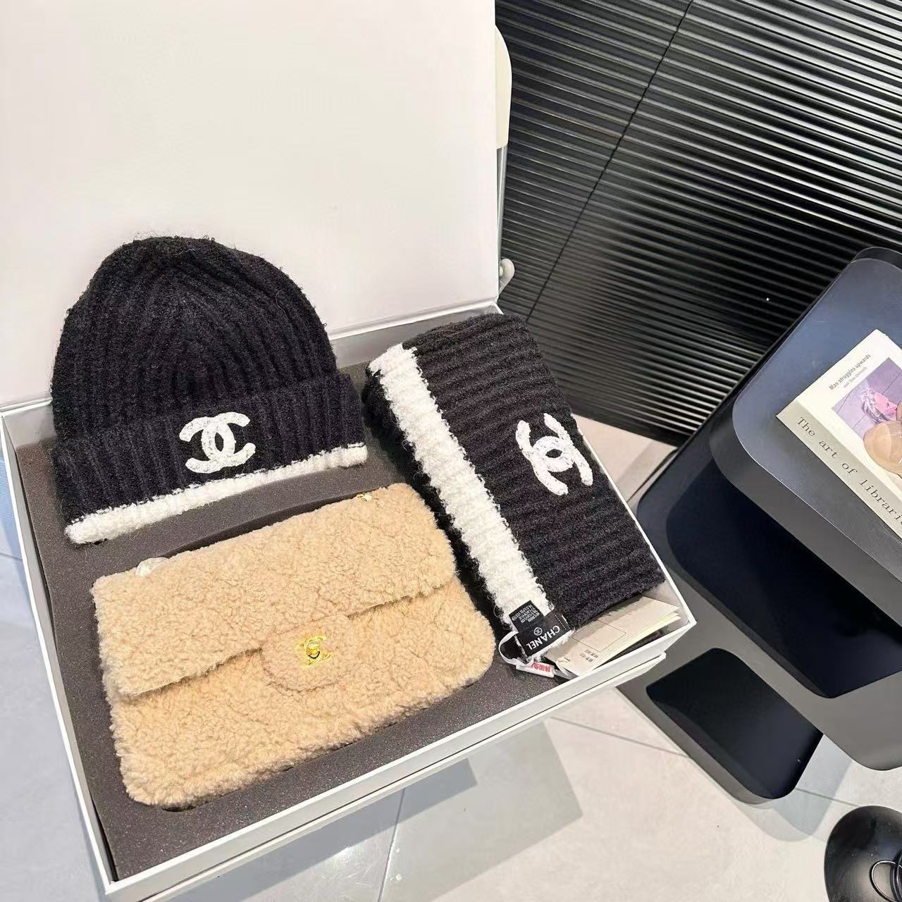 CHANE1 帽子+スカーフ+バッグの組み合わせ3点セット【50％割引+送料無料】