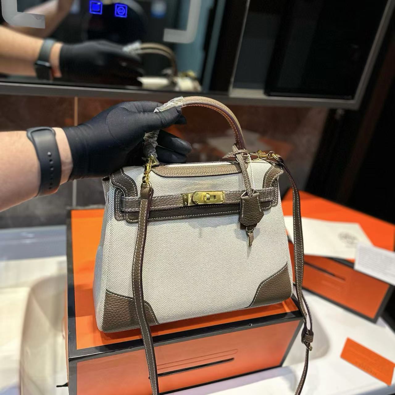 HERME5 kelly キャンバスショッピングバッグ【50％割引+送料無料】