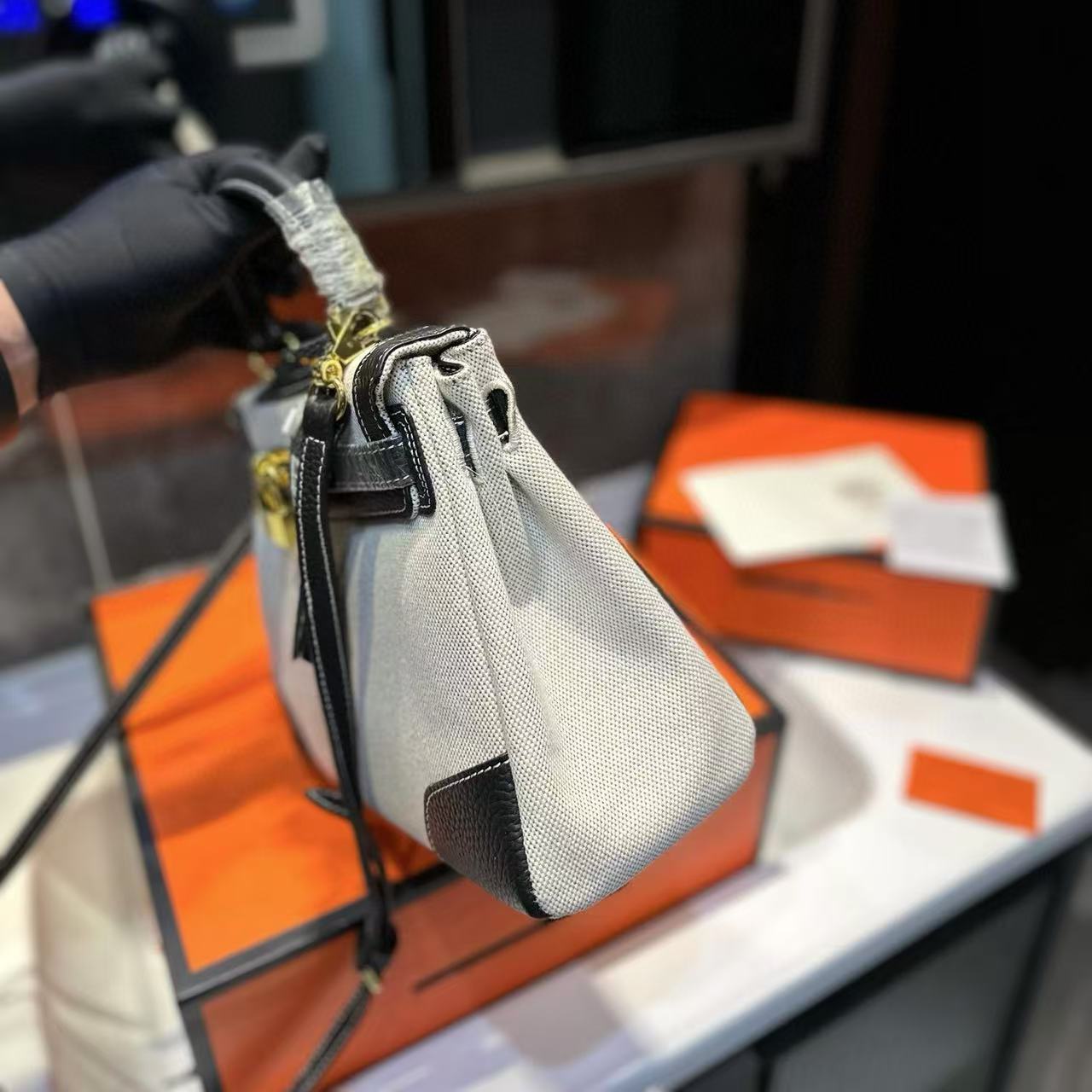 HERME5 kelly キャンバスショッピングバッグ【50％割引+送料無料】