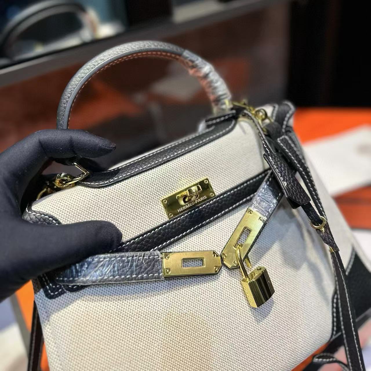 HERME5 kelly キャンバスショッピングバッグ【50％割引+送料無料】