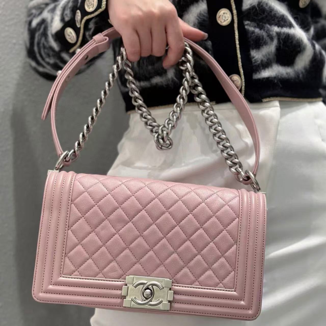 CHANE1 シープスキン チェーン ショルダー クロスボディバッグ【50％割引+送料無料】