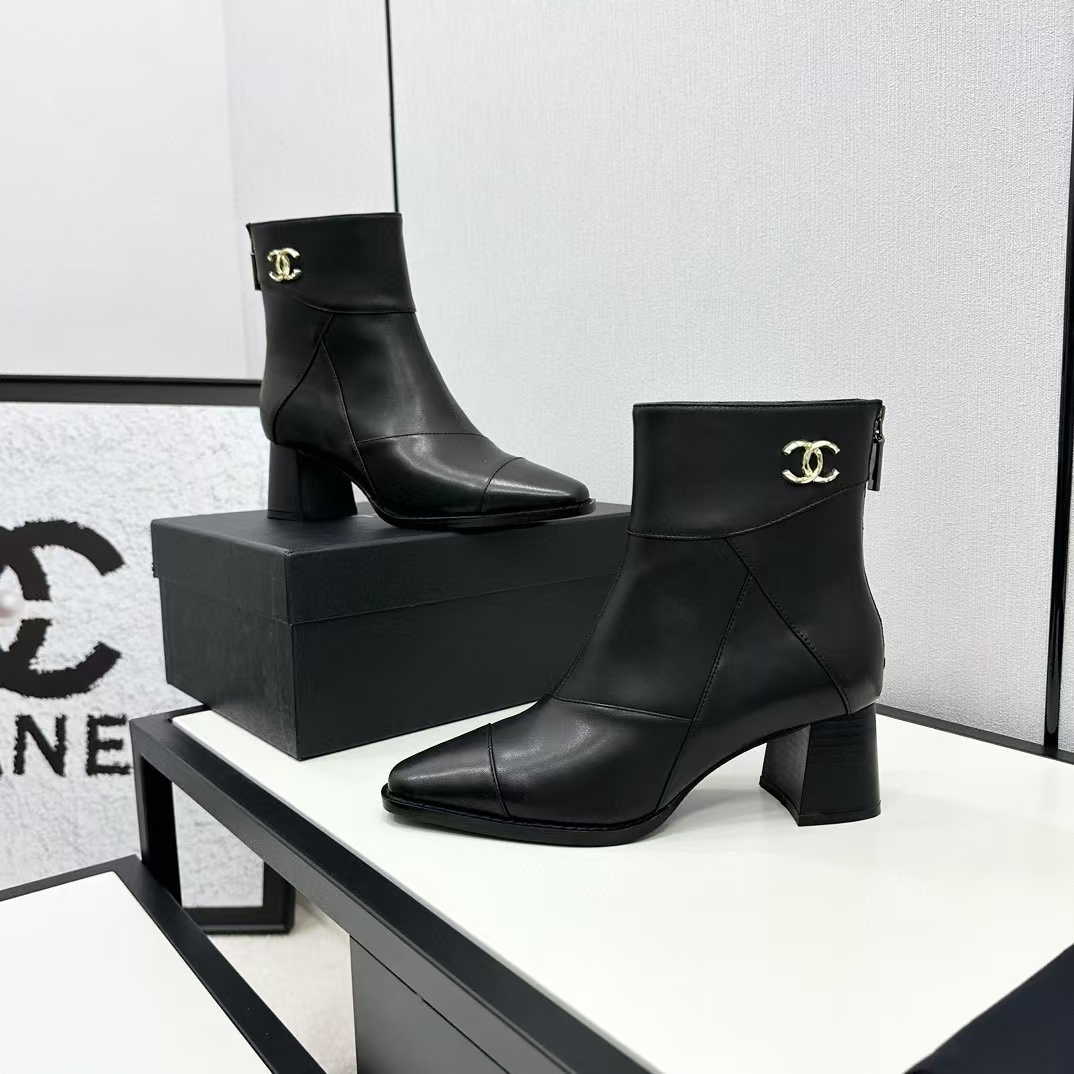 CHANE1 上質なカラーブロック ポインテッドトゥ シープスキン ショートブーツ【50％割引+送料無料】