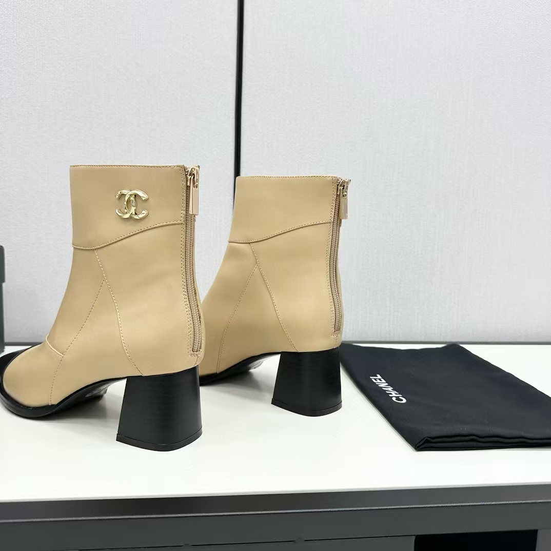 CHANE1 上質なカラーブロック ポインテッドトゥ シープスキン ショートブーツ【50％割引+送料無料】