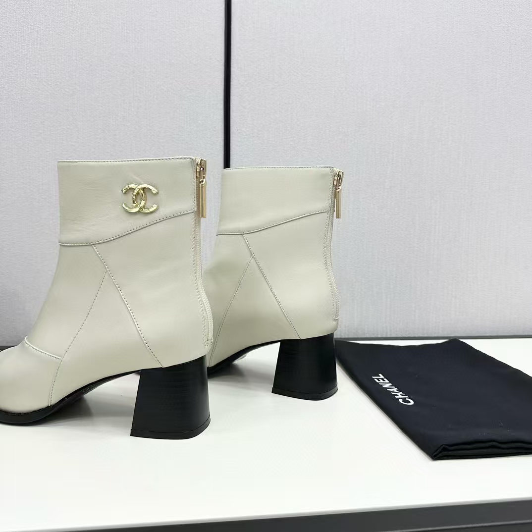 CHANE1 上質なカラーブロック ポインテッドトゥ シープスキン ショートブーツ【50％割引+送料無料】