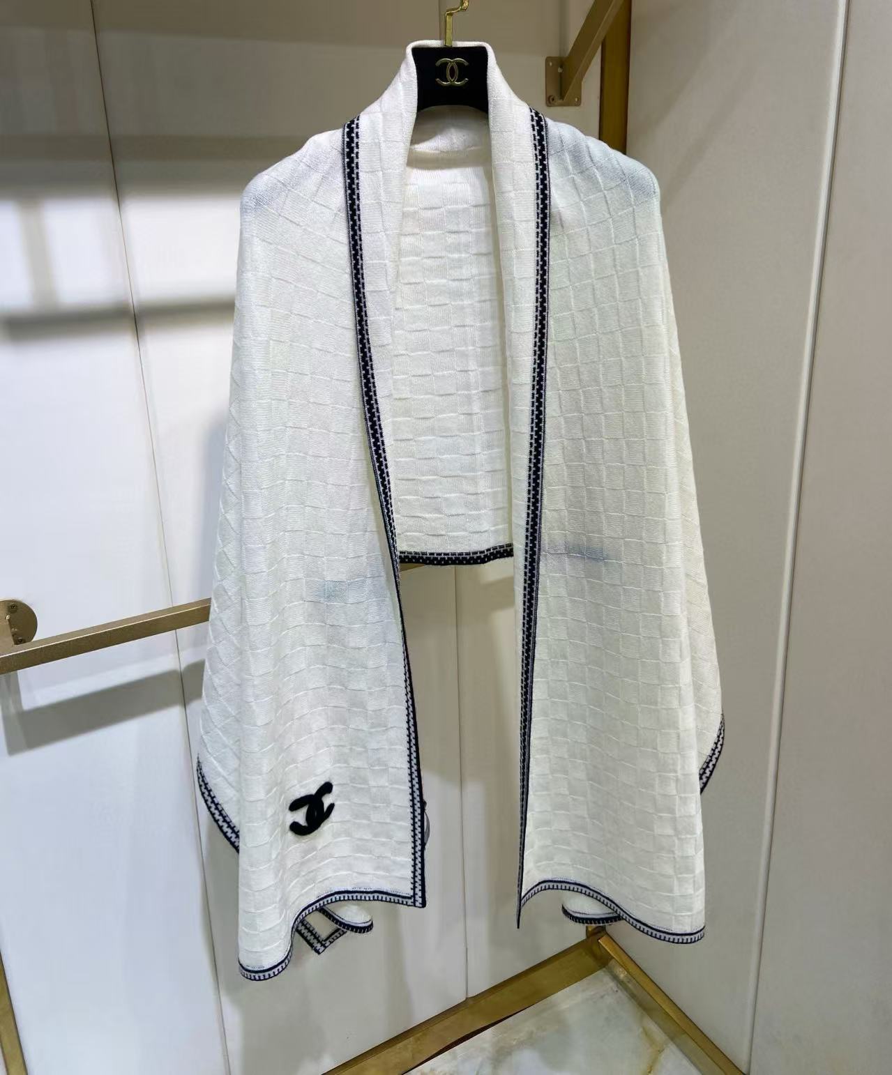 CHANE1 チェッカーボード ウール ショール【50％割引+送料無料】