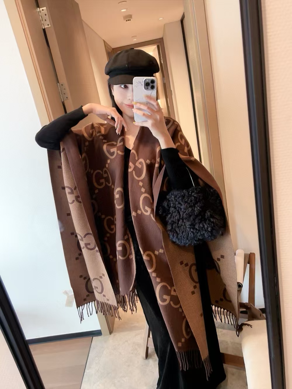 GUCC1 カシミヤタッセルショール【50％割引+送料無料】