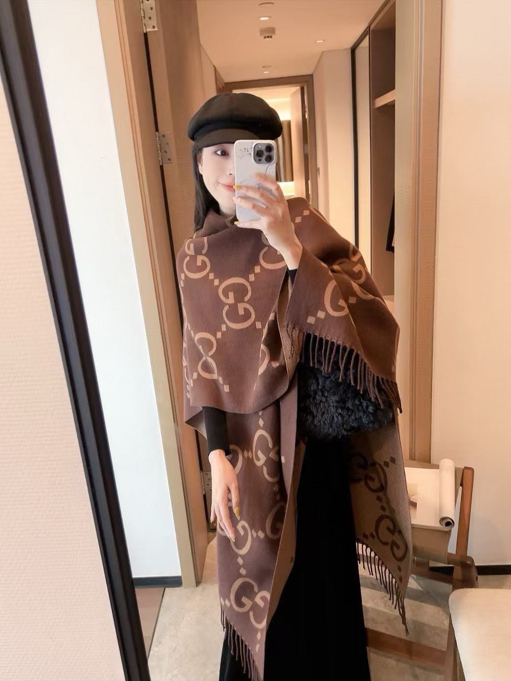 GUCC1 カシミヤタッセルショール【50％割引+送料無料】