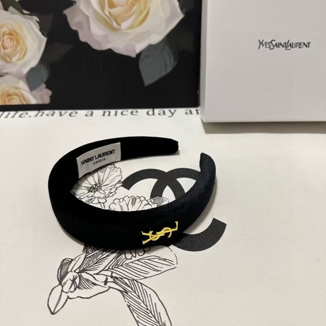 YSL シンプルベルベットヘッドバンド【50％割引+送料無料】