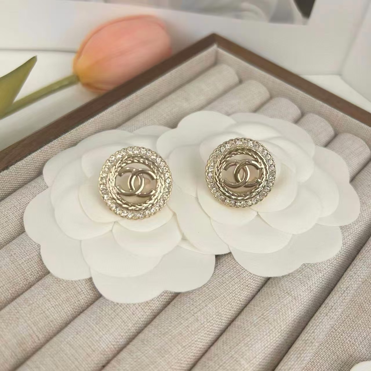 CHANE1 ラウンド ダイヤモンド スタッド ピアス【50％割引+送料無料】