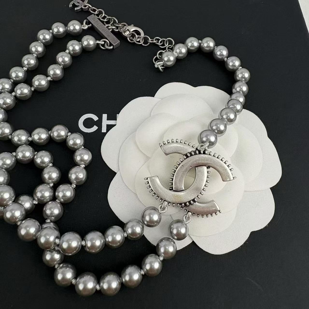 CHANE1 レジン ダブル パール ネックレス【50％割引+送料無料】