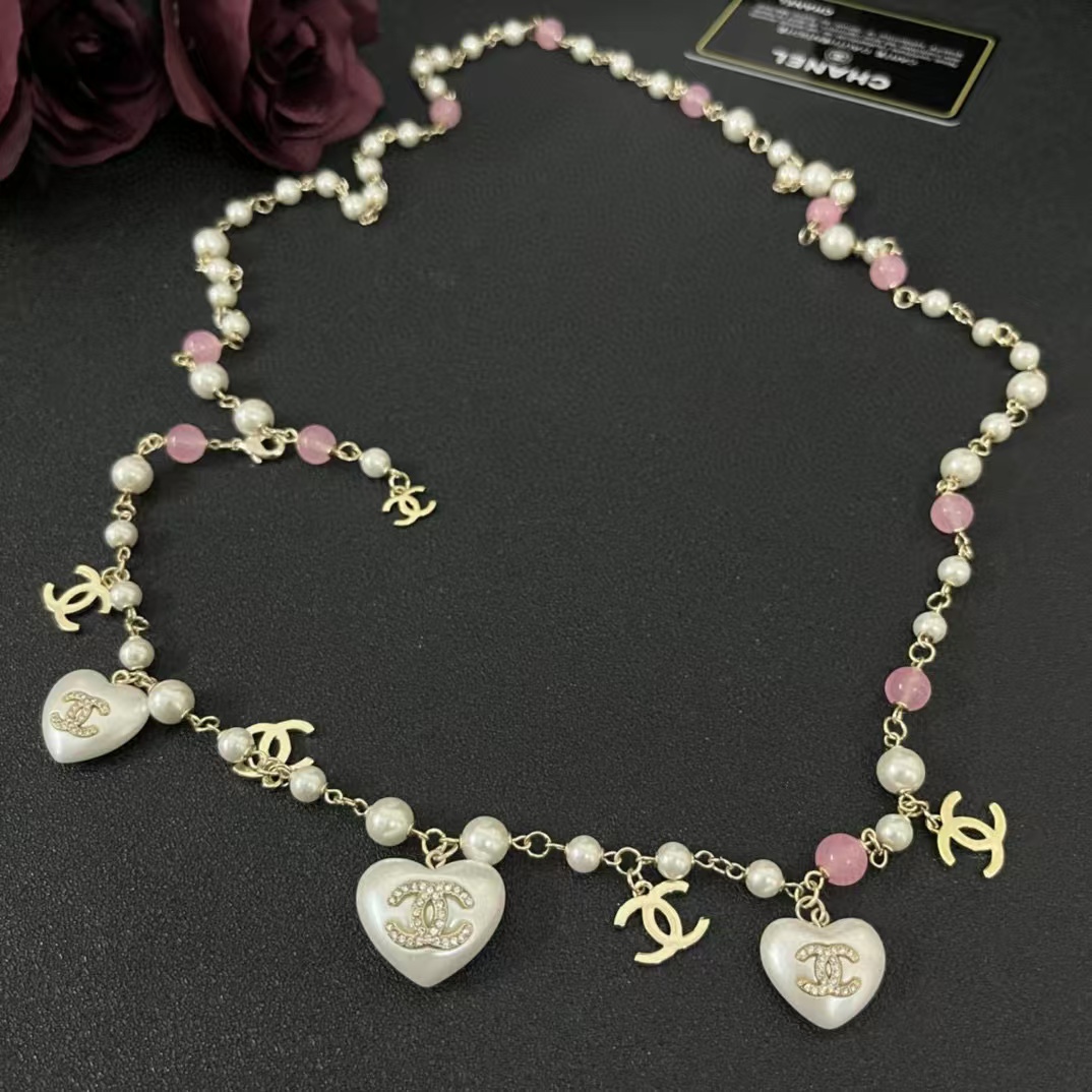 CHANE1 ハートパールセーターチェーン【50％割引+送料無料】