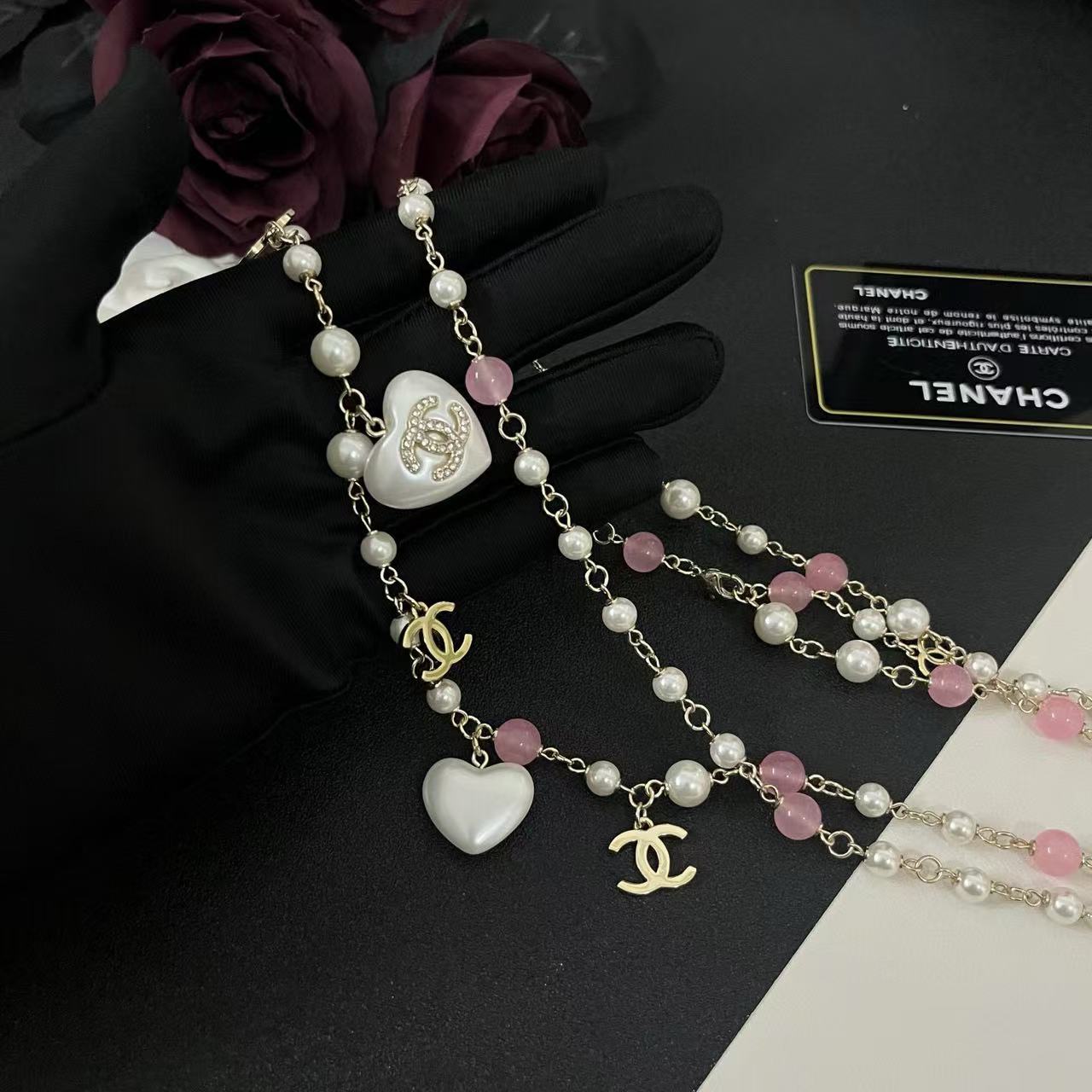 CHANE1 ハートパールセーターチェーン【50％割引+送料無料】