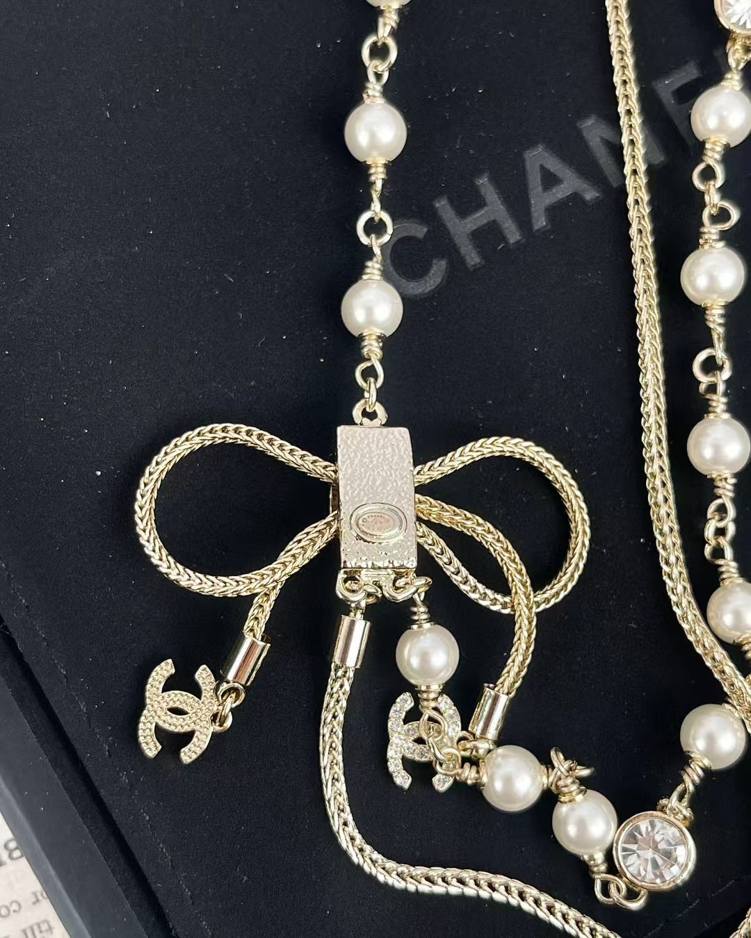 CHANE1 ダブルパールチェーンネックレス【50％割引+送料無料】