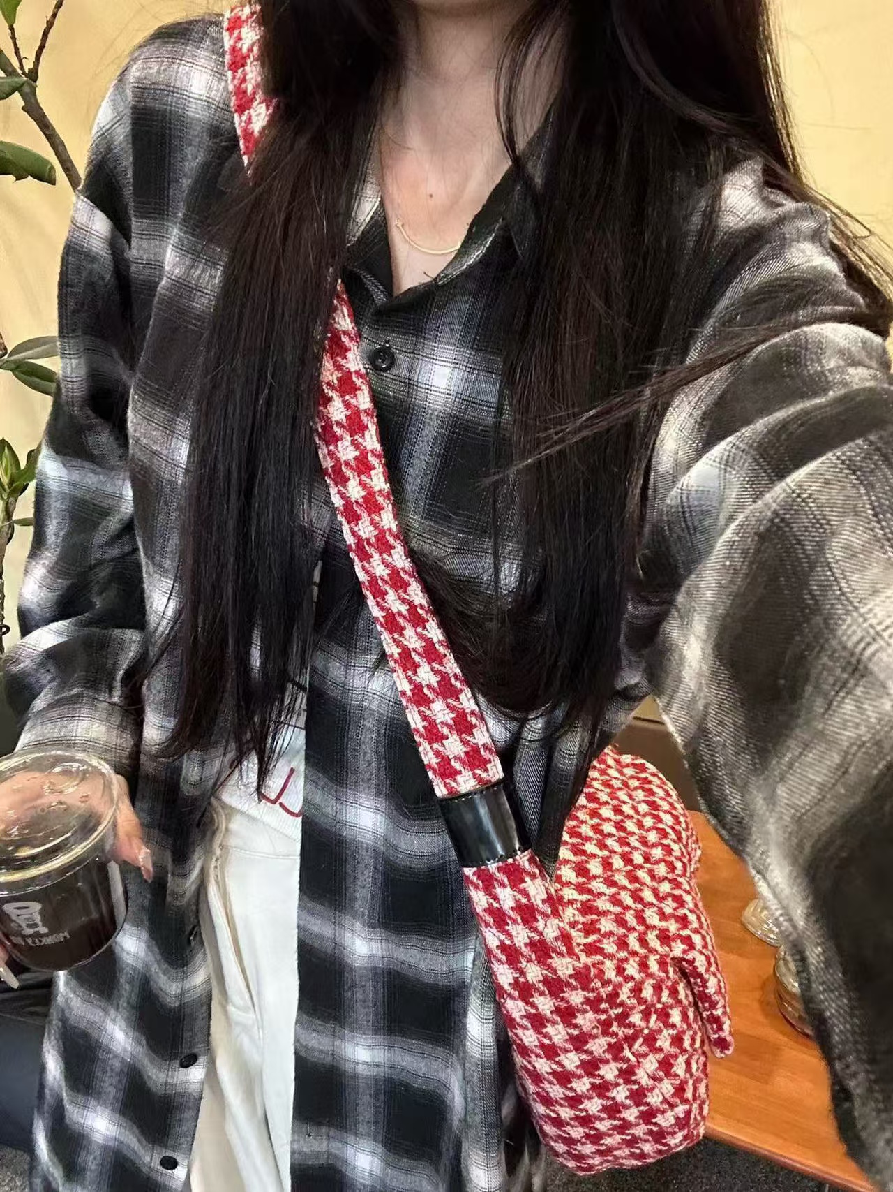 CHANE1 チェック柄ショルダークロスボディバッグ【50％割引+送料無料】