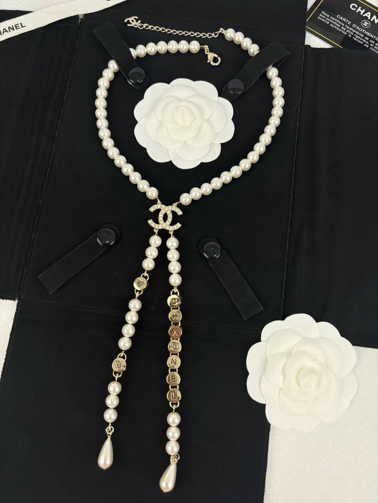 CHANE1 レタースプライスパールタッセルネックレス【50％割引+送料無料】