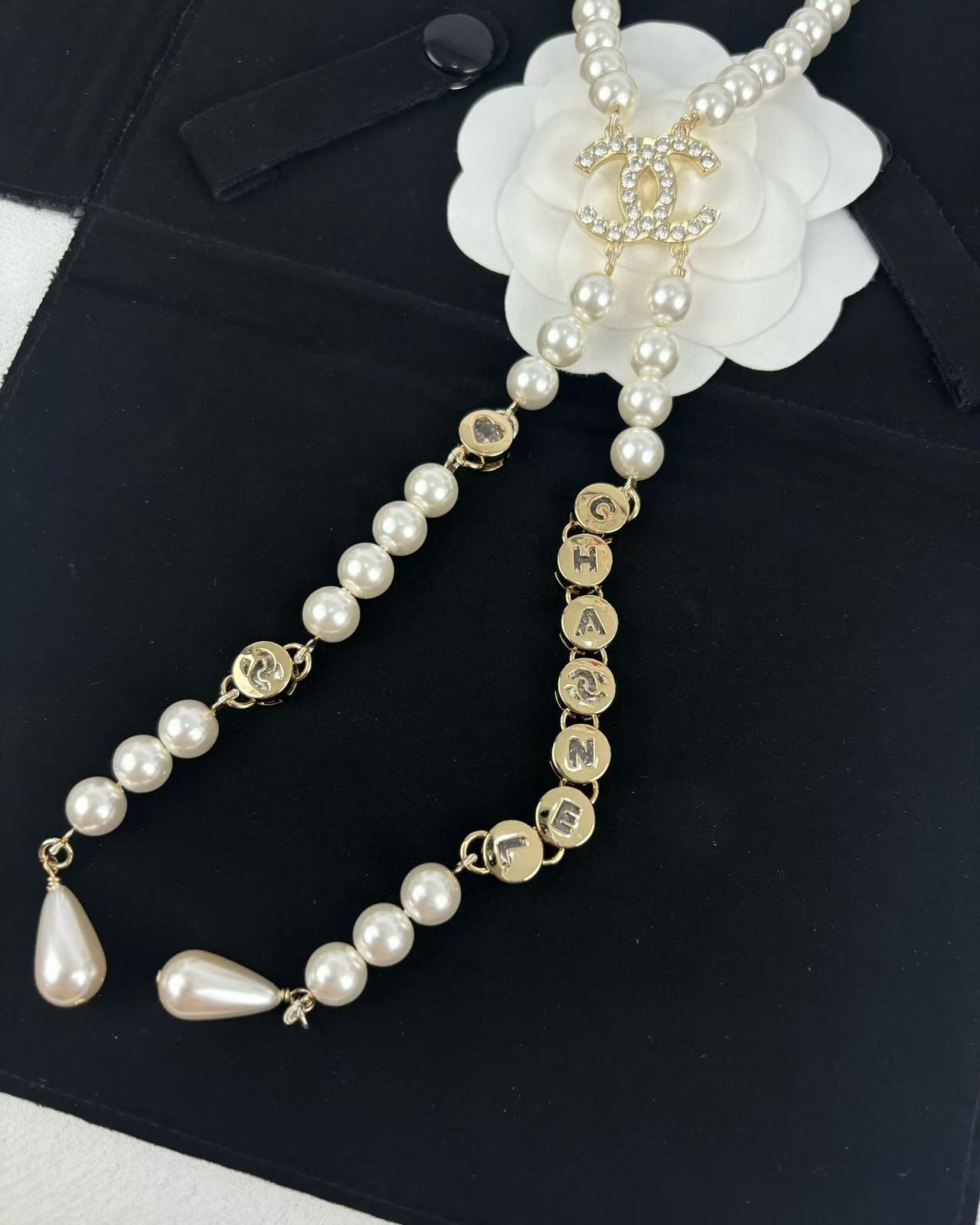 CHANE1 レタースプライスパールタッセルネックレス【50％割引+送料無料】