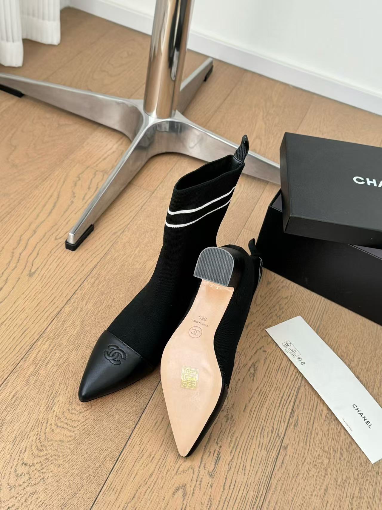 CHANE1 高品質ポインテッドトゥ ソックスブーツ【50％割引+送料無料】
