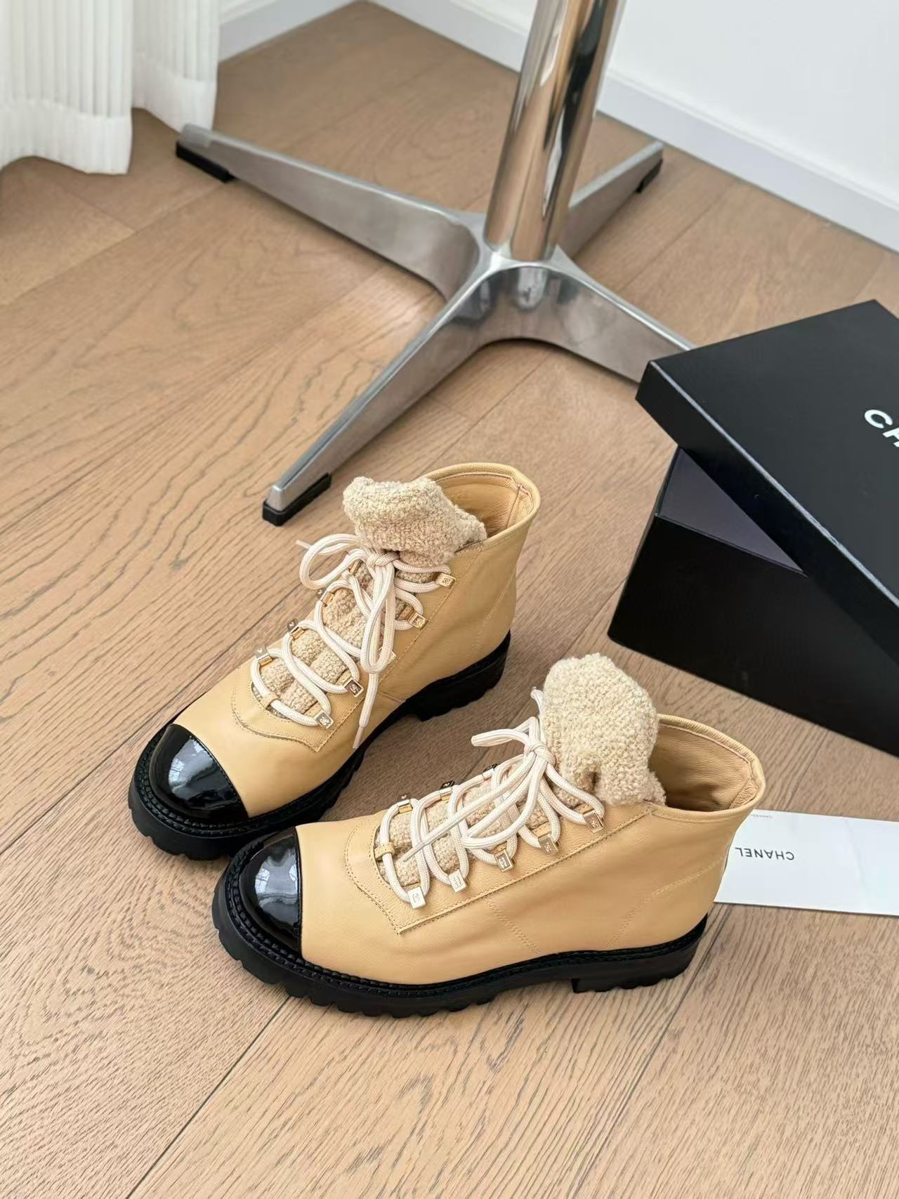 CHANE1高品質カラーブロック レースアップ ブーツ【50％割引+送料無料】