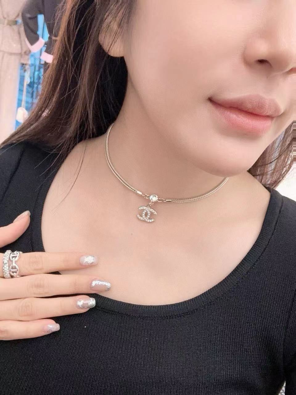 CHANE1 24K スネークボーン ダブル C タッセル ネックレス【50％割引+送料無料】