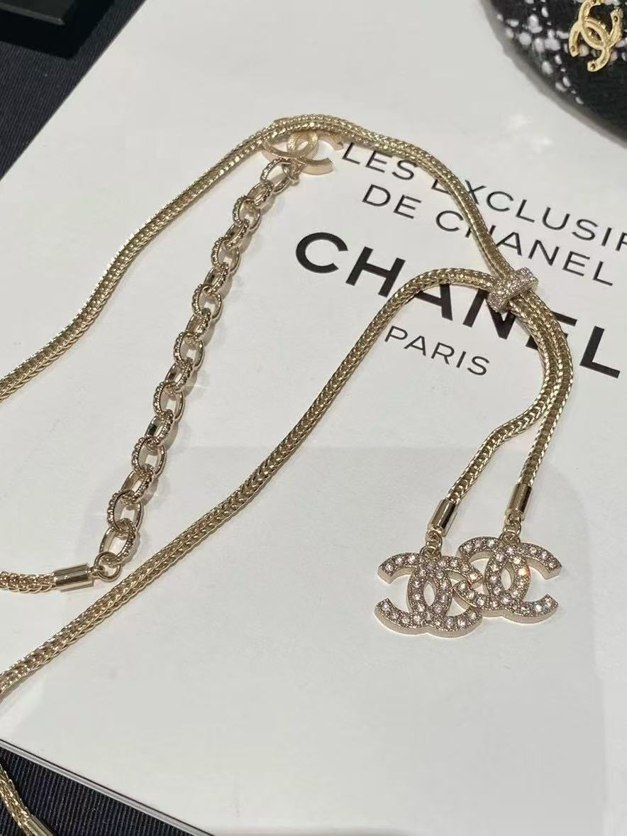 CHANE1 24K スネークボーン ダブル C タッセル ネックレス【50％割引+送料無料】