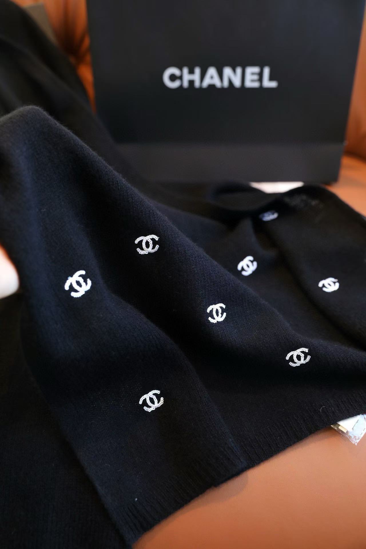 CHANE1 ダブルC カシミアスカーフ【 50％割引+送料無料】