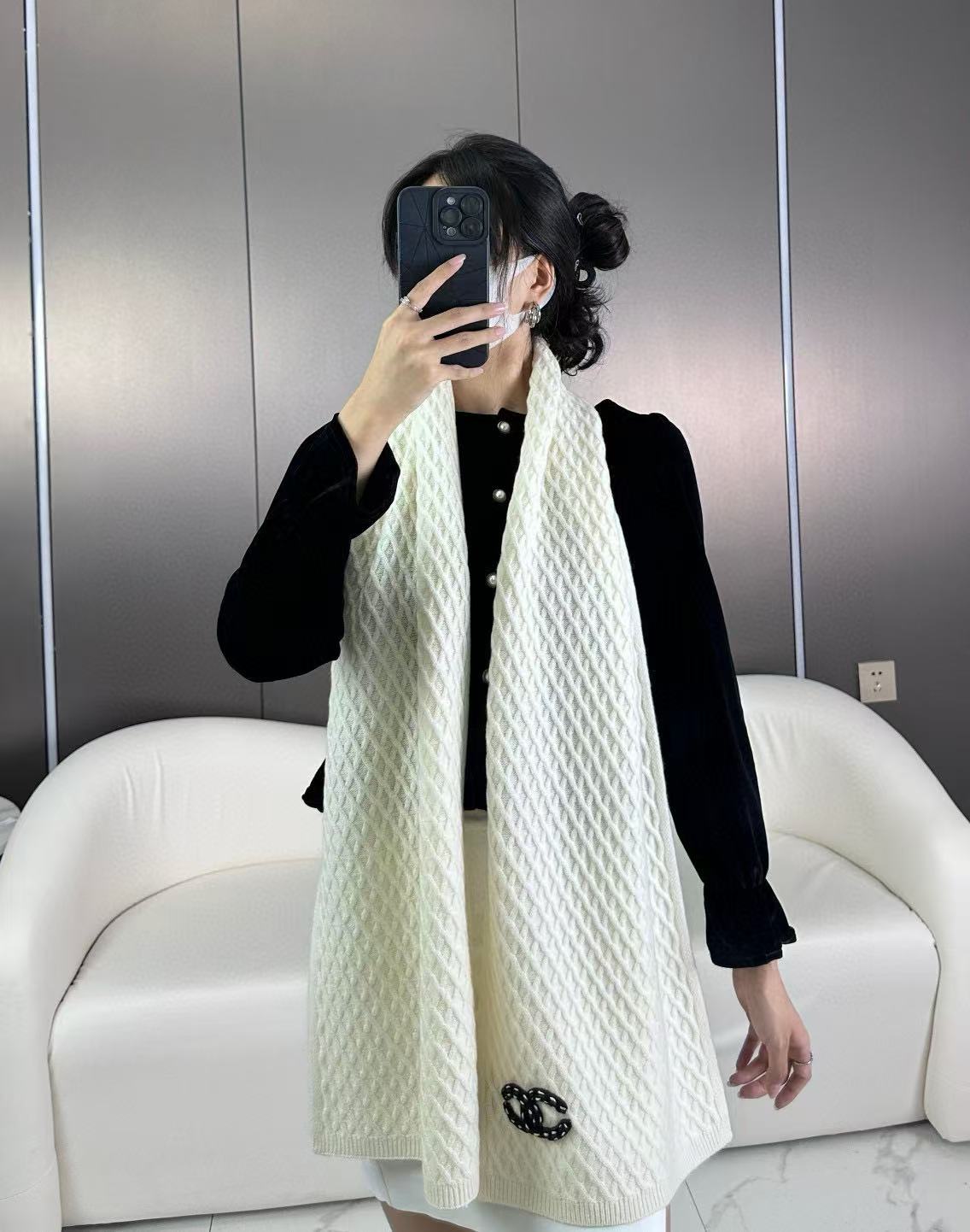 CHANE1 チェック柄ウールスカーフ【 50％割引+送料無料】