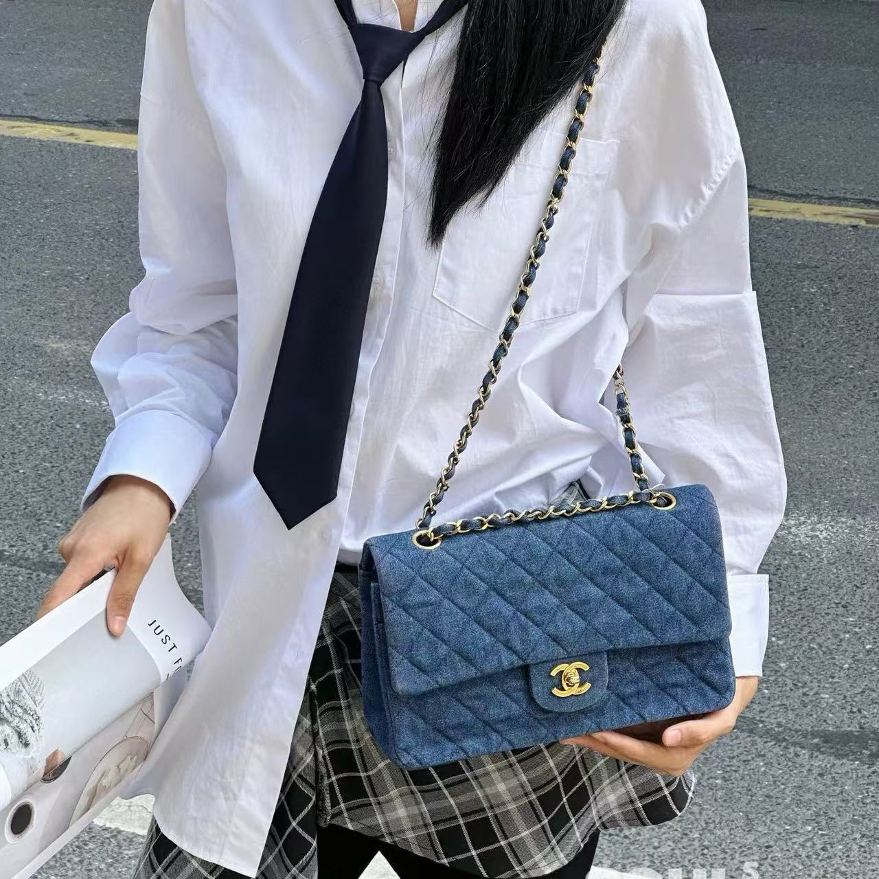 CHANE1 クラシック デニム ショルダー クロスボディバッグ【50％割引+送料無料】