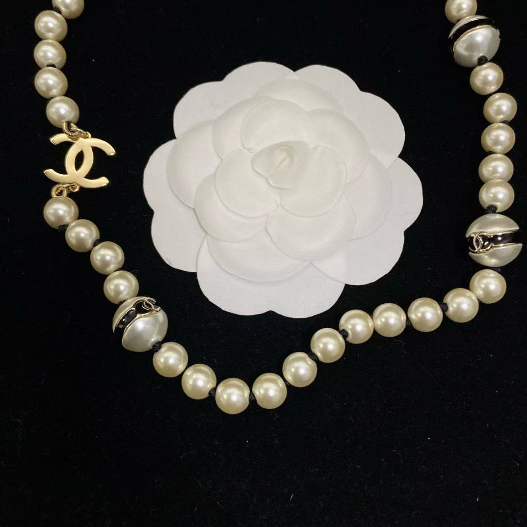 CHANE1 ダブルC ラウンドパールネックレス【50％割引+送料無料】