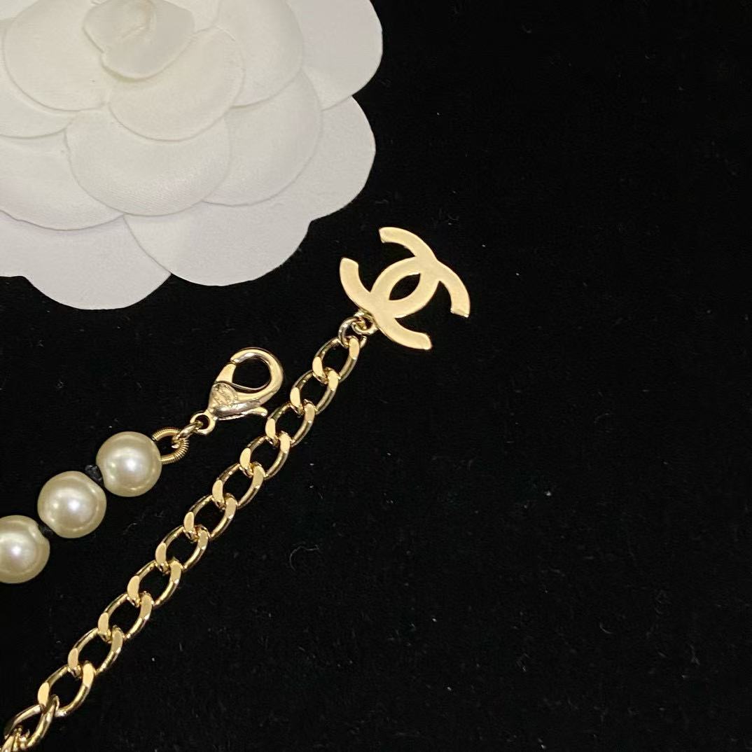 CHANE1 ダブルC ラウンドパールネックレス【50％割引+送料無料】