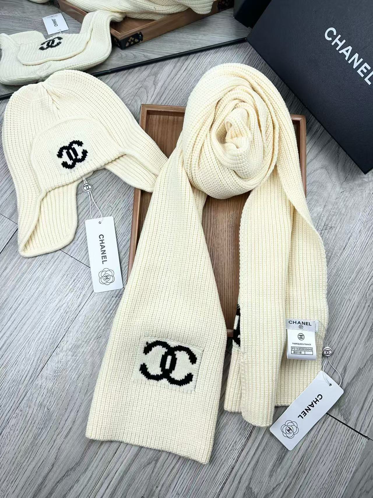 CHANE1 定番ウールハット+スカーフ2点セット【50％割引+送料無料】