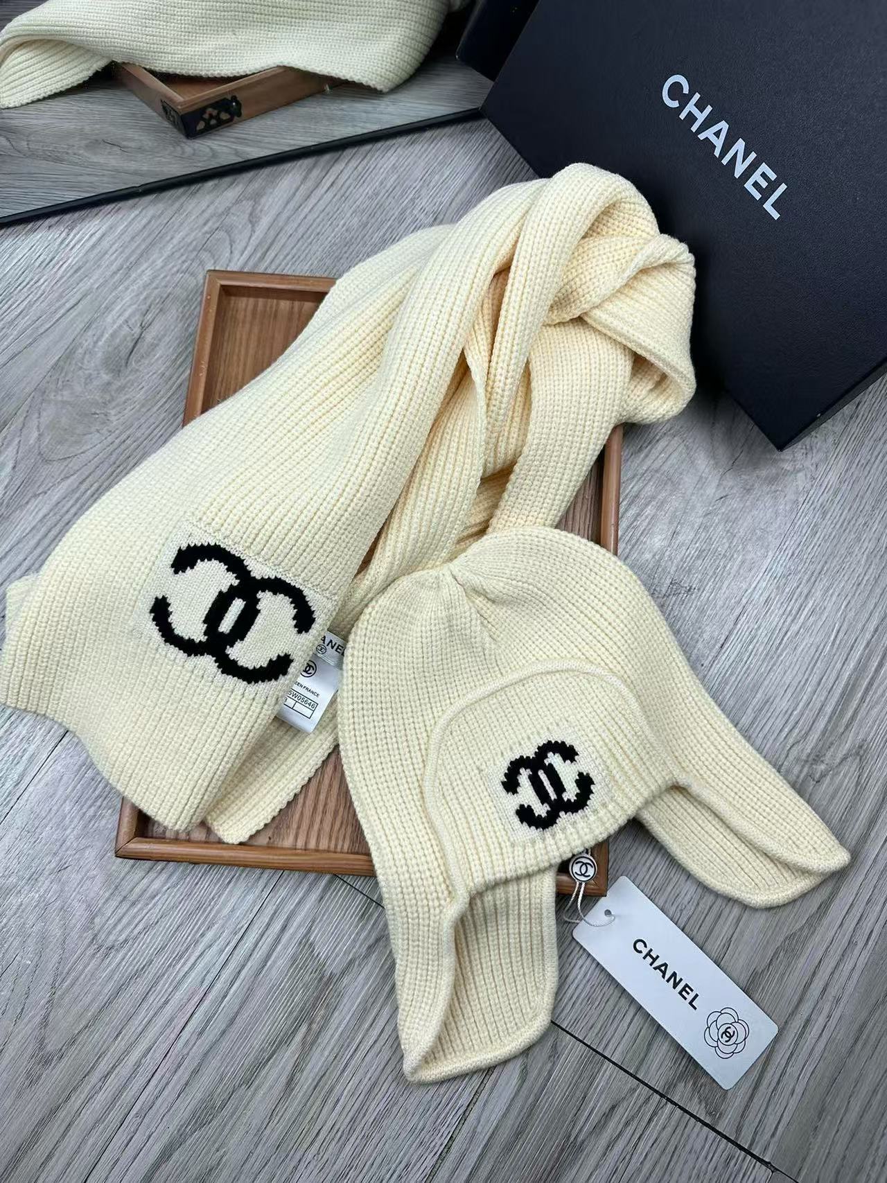 CHANE1 定番ウールハット+スカーフ2点セット【50％割引+送料無料】