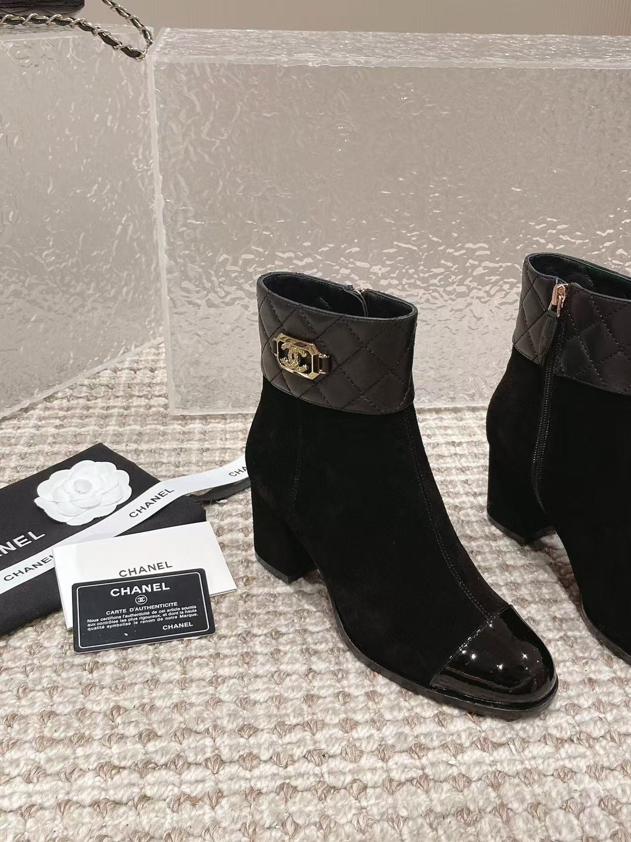 CHANE1 高品質 ダブルCロゴ ショートブーツ【50％割引+送料無料】