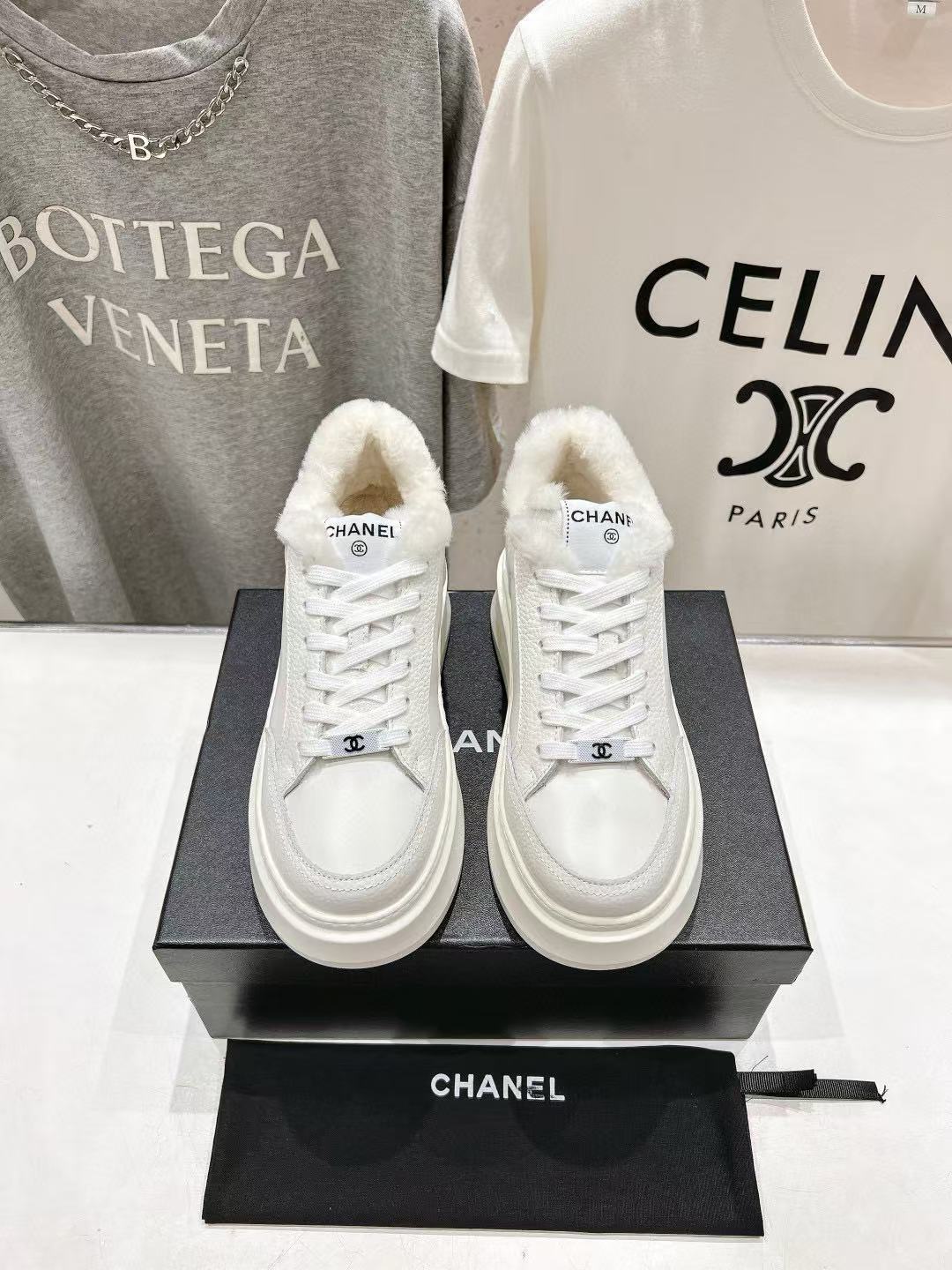 CHANE1 上質な厚底ファー付きカジュアルシューズ【50％割引+送料無料】