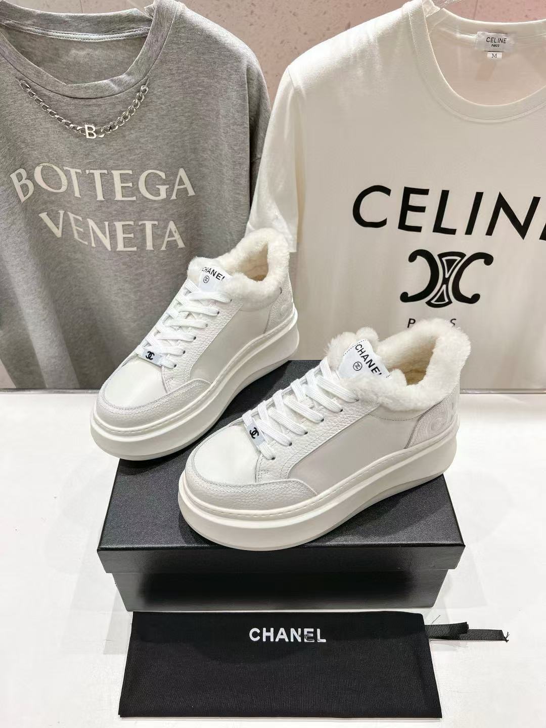 CHANE1 上質な厚底ファー付きカジュアルシューズ【50％割引+送料無料】