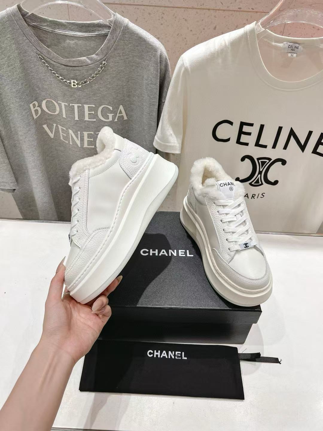 CHANE1 上質な厚底ファー付きカジュアルシューズ【50％割引+送料無料】