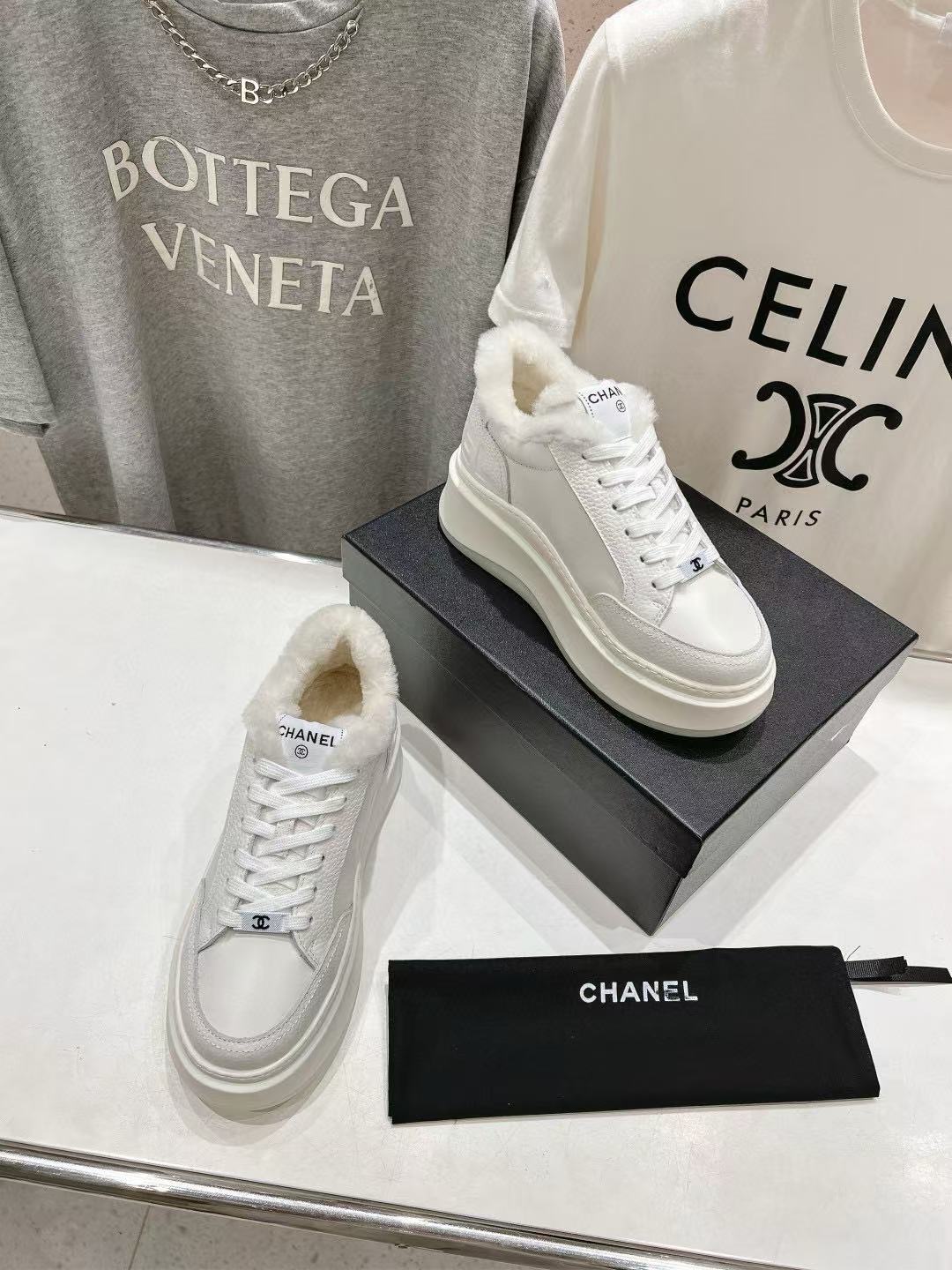 CHANE1 上質な厚底ファー付きカジュアルシューズ【50％割引+送料無料】
