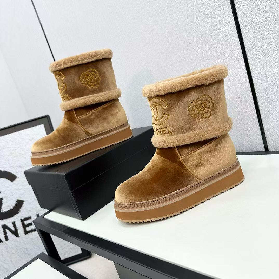 CHANE1 高品質カメリア ダブルCロゴ ショートブーツ【50％割引+送料無料】