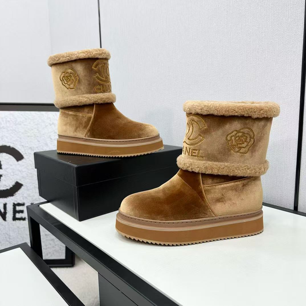 CHANE1 高品質カメリア ダブルCロゴ ショートブーツ【50％割引+送料無料】