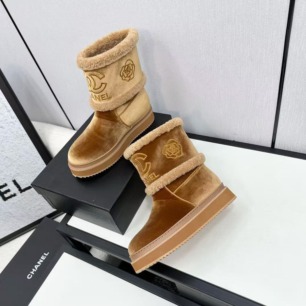 CHANE1 高品質カメリア ダブルCロゴ ショートブーツ【50％割引+送料無料】