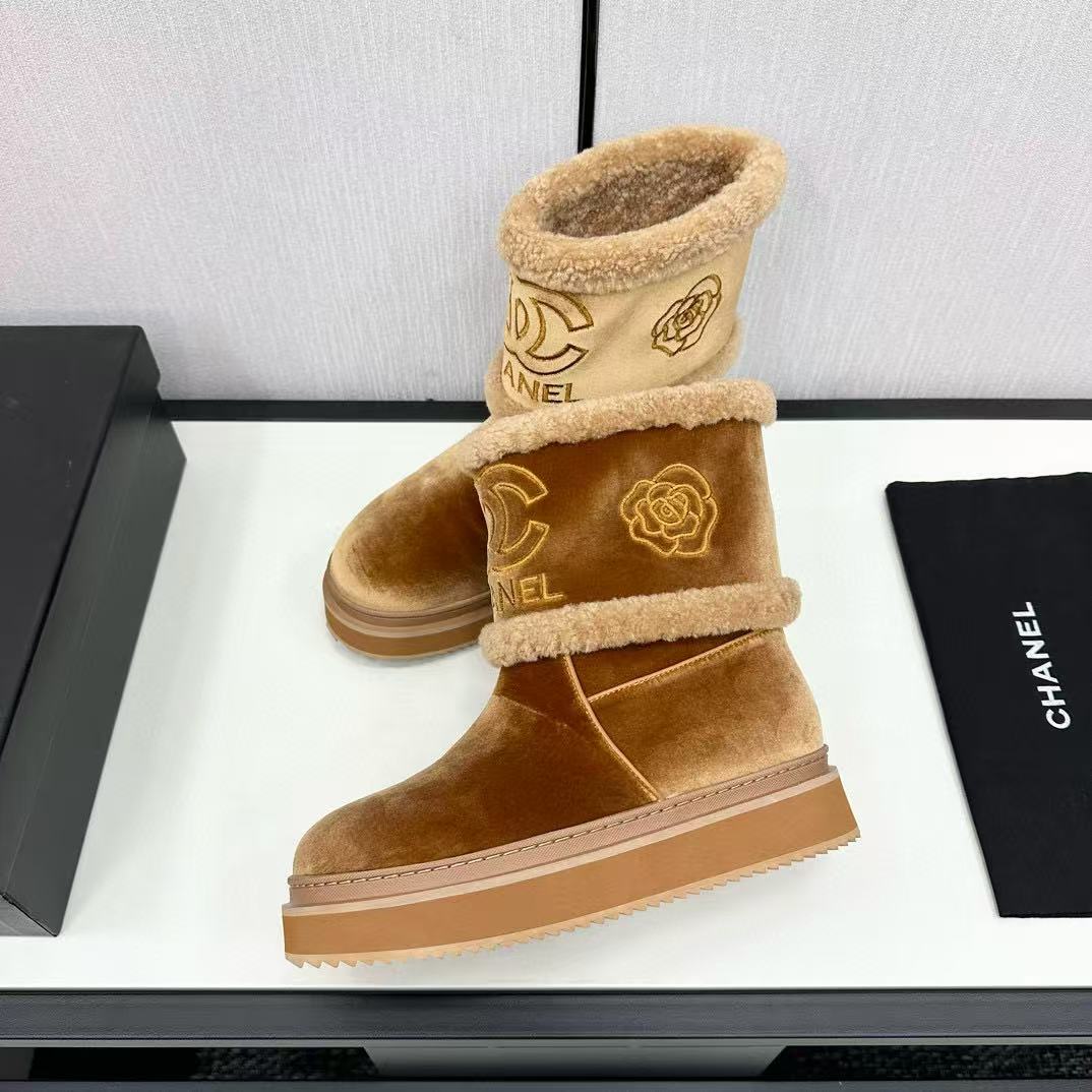 CHANE1 高品質カメリア ダブルCロゴ ショートブーツ【50％割引+送料無料】