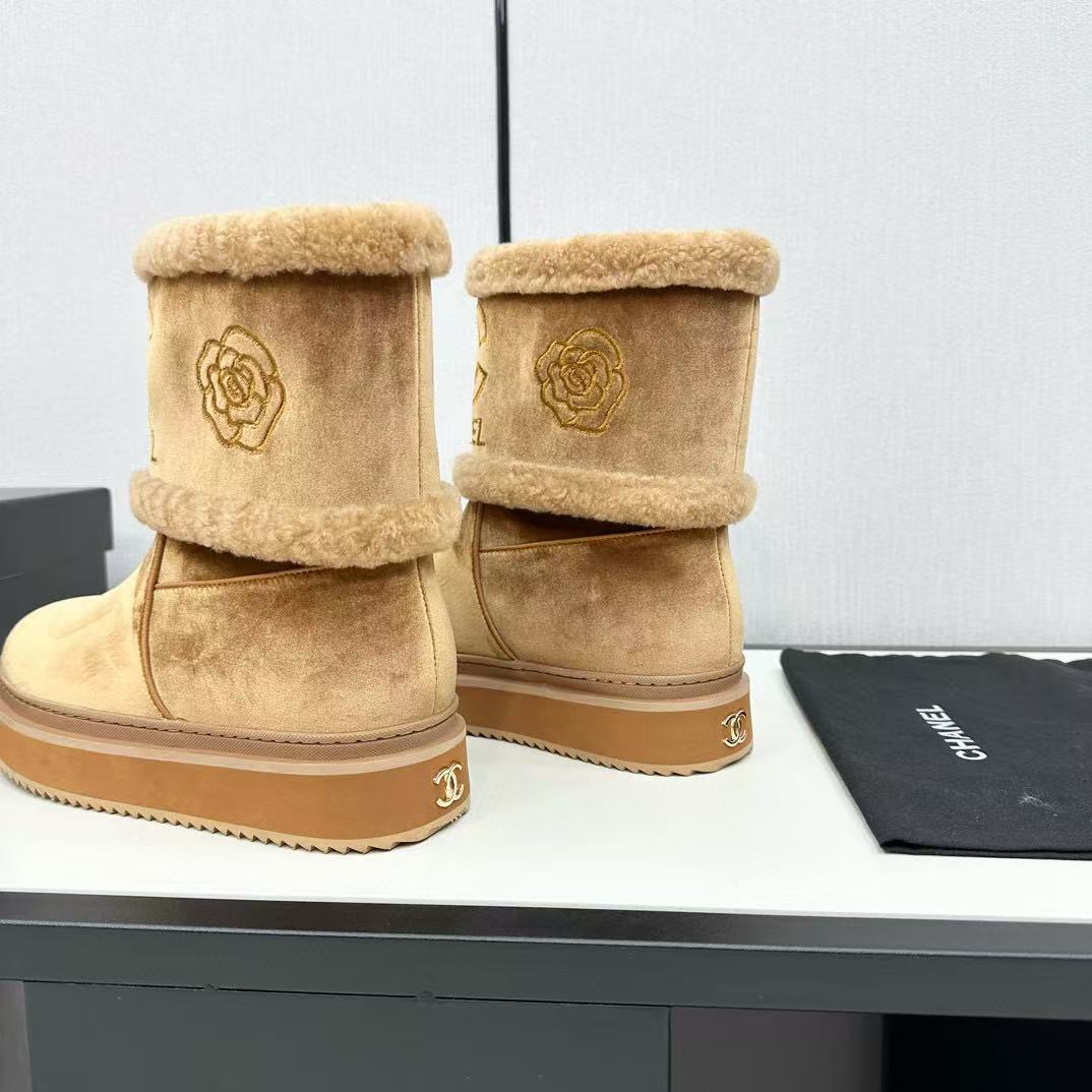 CHANE1 高品質カメリア ダブルCロゴ ショートブーツ【50％割引+送料無料】