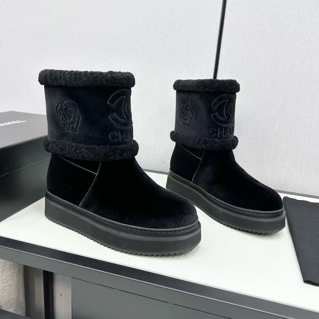 CHANE1 高品質カメリア ダブルCロゴ ショートブーツ【50％割引+送料無料】